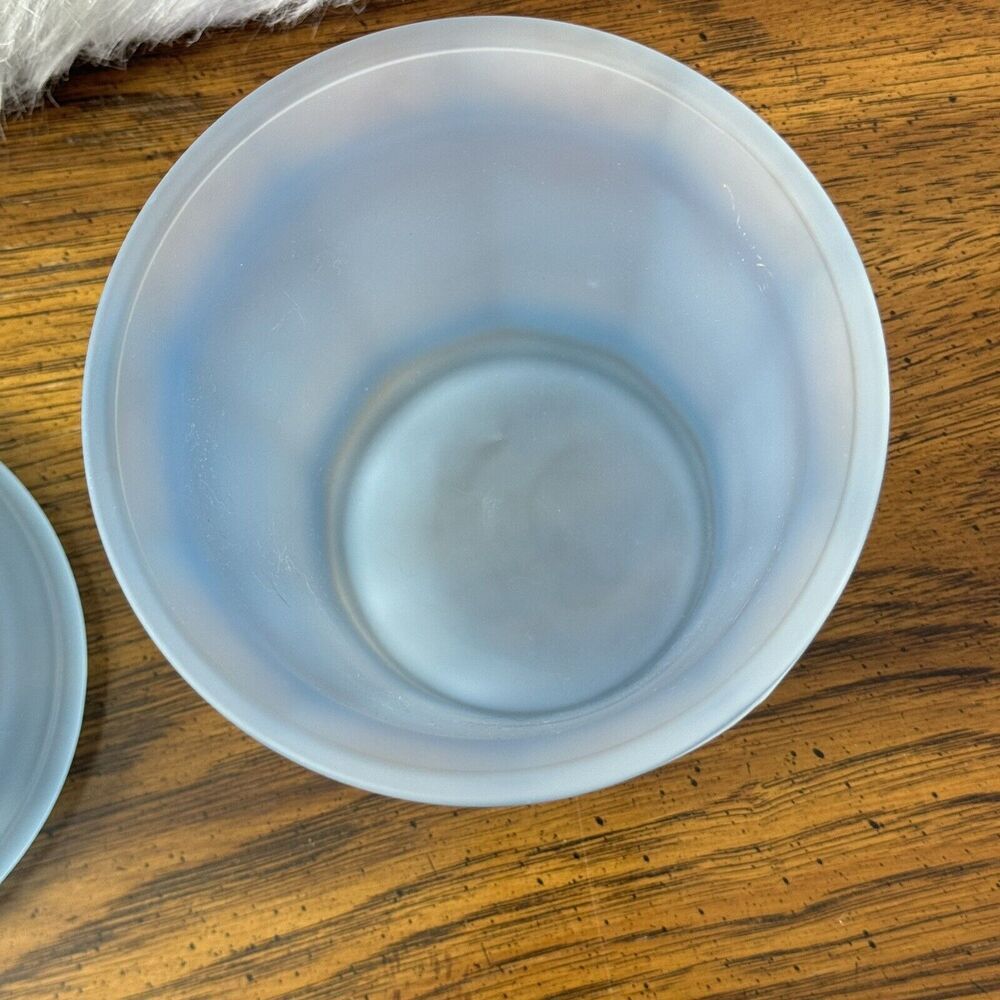 Vintage Indiana Glass Blue Satin Frosted Panel Apothecary Ginger Jar w/‎ Lid - Picture 9 of 15